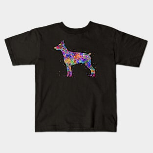 doberman pinscher dog watercolor Kids T-Shirt